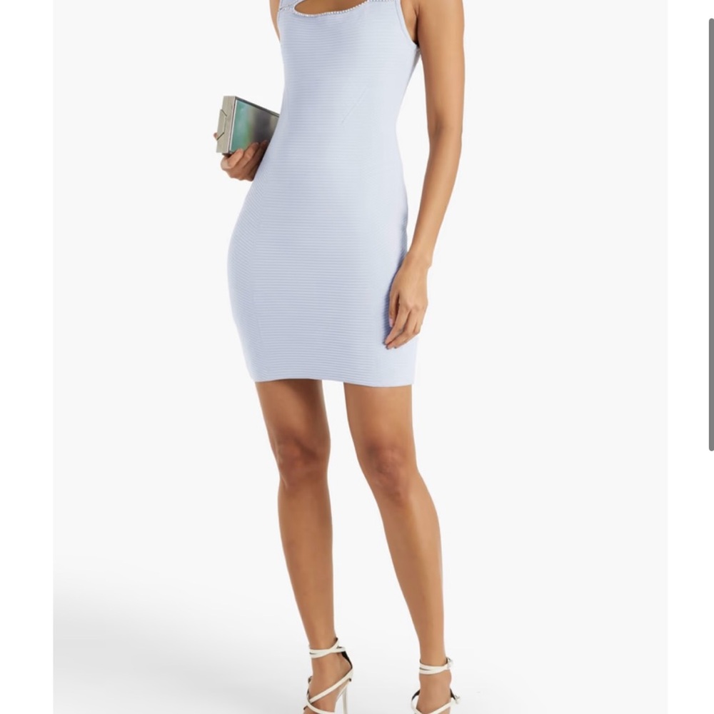 Herve Leger Light Blue Ribbed Dress